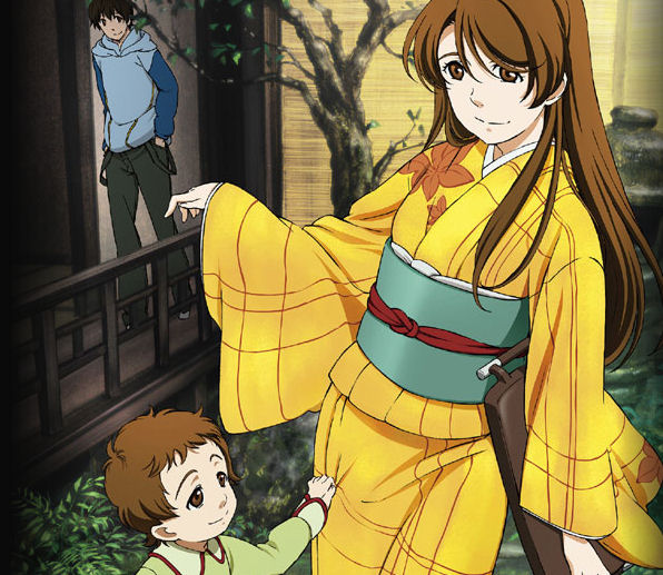 00s, 1girl, 2boys, clothes, garden, houzuki_chizuru, houzuki_yuuno, japanese_clothes