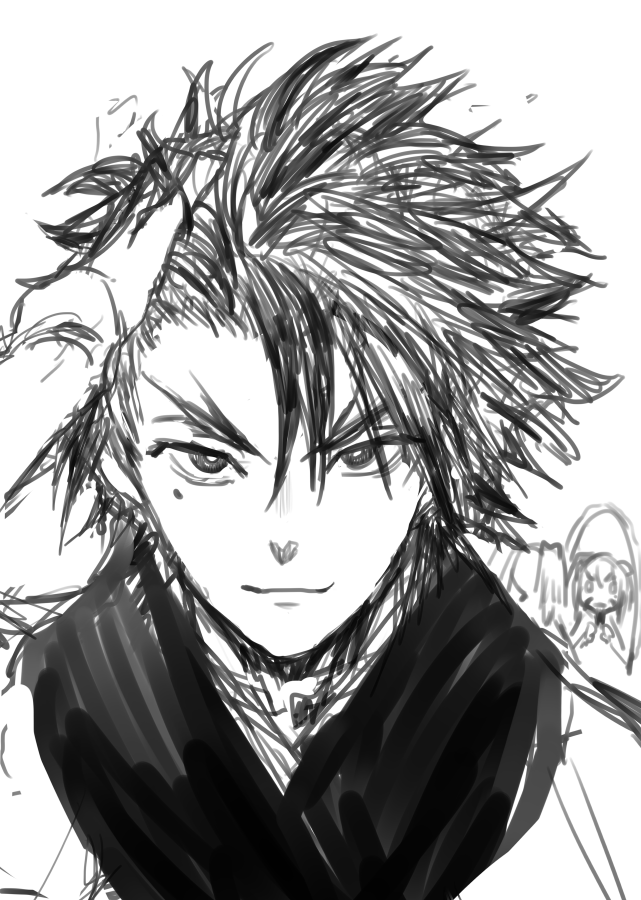 1boy, 1girl, age_difference, aquaplus, beard, brother_and_sister, closed_mouth, facial_hair