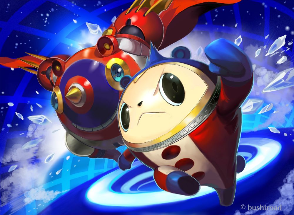 atlus, frown, hippo_(artist), hippo_(hippo999), kamui_(megami_tensei), kuma_(persona_4), no_humans, persona