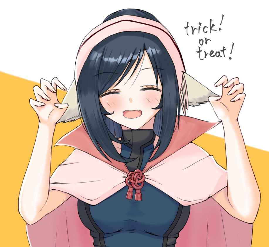 1girl, animal_ears, aquaplus, arms_up, black_hair, blush, breasts, cape