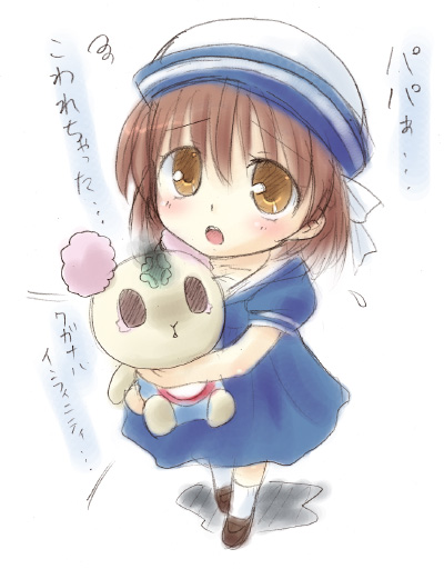 00s, 1girl, bad_id, bad_pixiv_id, chiffon_(precure), clannad, crossover, dixie_cup_hat