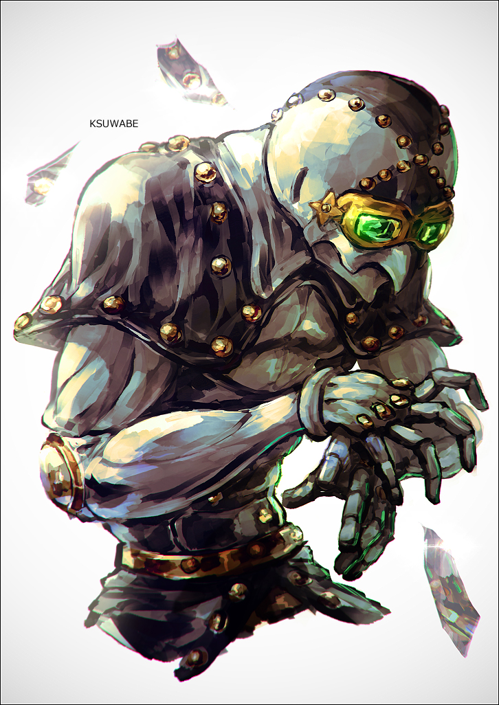 1other, armor, artist_name, closed_mouth, glass, glasses, jewelry, jojo_no_kimyou_na_bouken