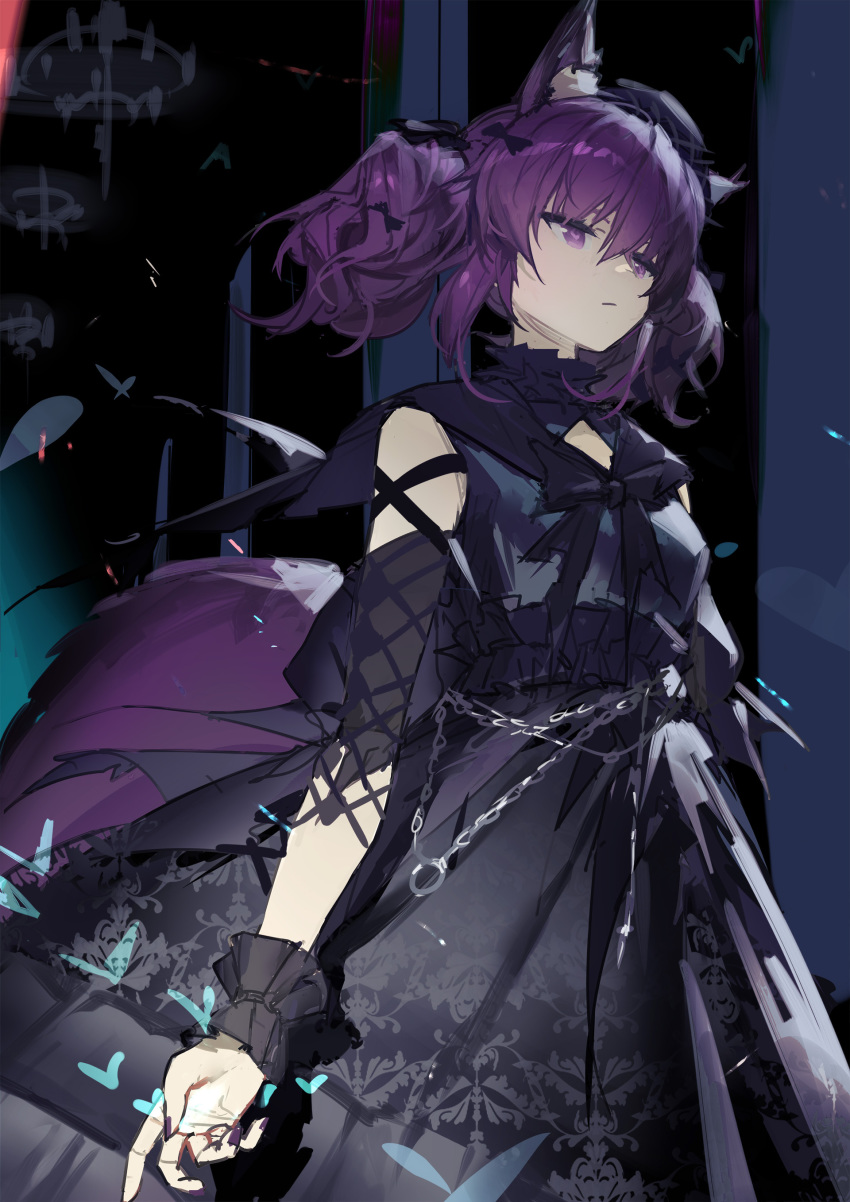 1girl, absurdres, animal_ear_fluff, animal_ears, arknights, dress, hair_between_eyes, hat