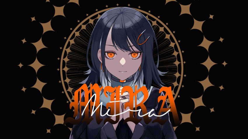 1girl, black_background, black_hair, colored_inner_hair, grey_hair, hair_behind_ear, highres, indie_virtual_youtuber