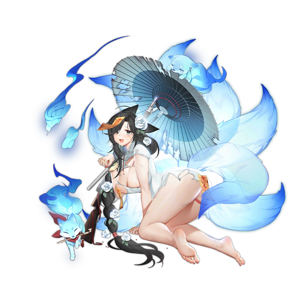 1girl, animal, animal_ears, ass, bahao_diqiu, bare_legs, barefoot, black_eyes