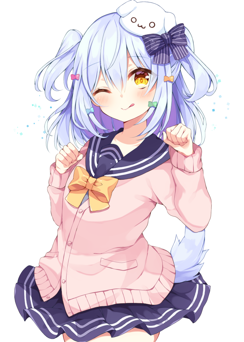 1boy, blue_hair, blue_skirt, blush, bow, cardigan, cowboy_shot, crossdressing