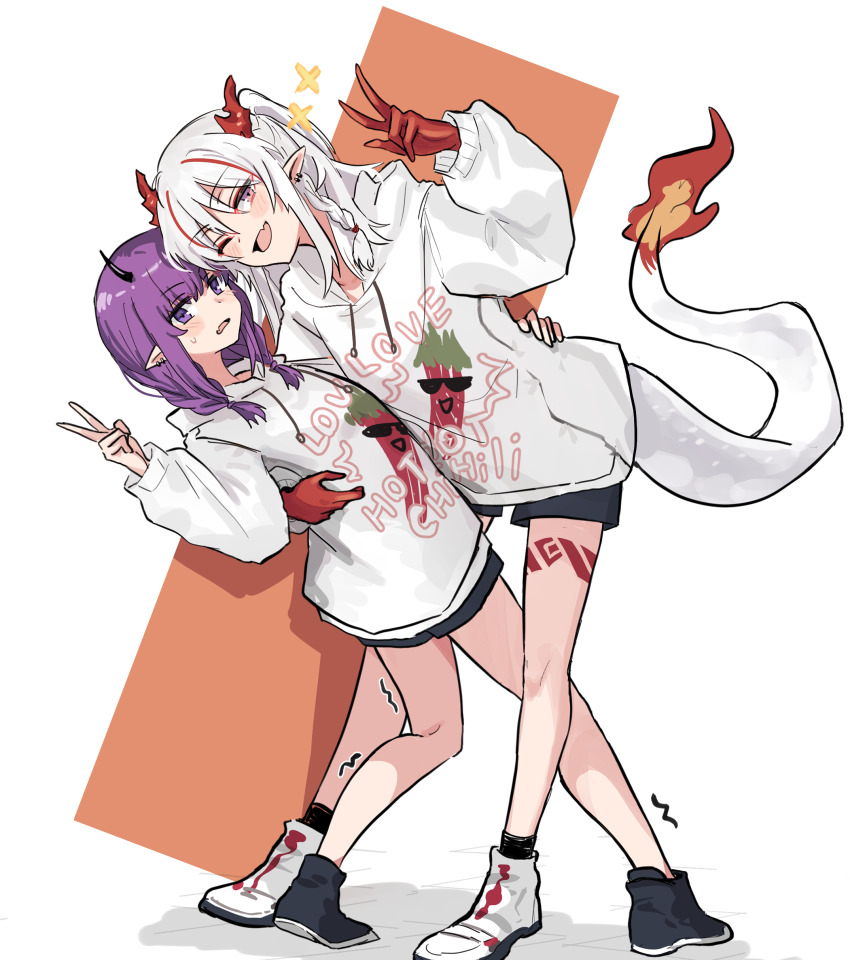 2girls, ;d, absurdres, alternate_costume, alternate_hairstyle, arknights, arm_around_another's_waist, black_footwear