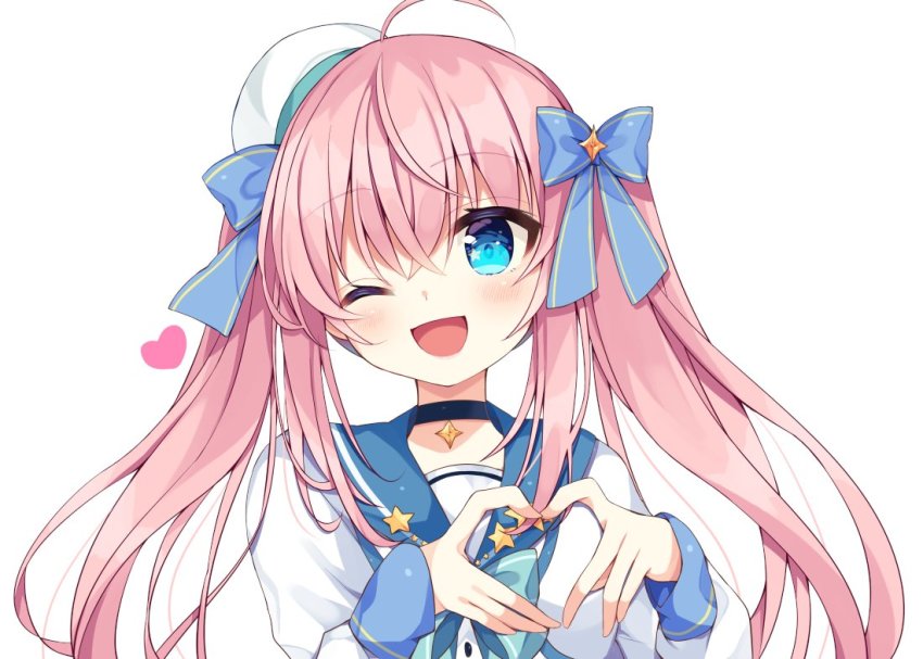 1girl, ahoge, beret, blue_eyes, blush, bow, bowtie, choker