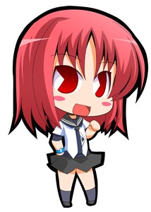 00s, 1girl, black_skirt, blush, blush_stickers, chibi, female_focus, full_body