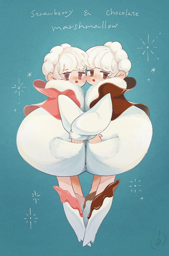 2girls, aida_mogmog513, aqua_background, blush, boots, dress, english_text, food