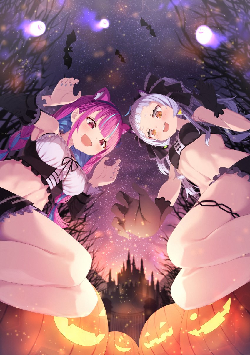 absurdres, alternate_costume, animal_ear_fluff, animal_ears, armpits, blue_hair, blunt_bangs, blush