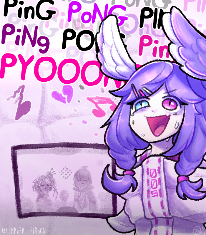 3girls, blue_eyes, crazy, fang, head_wings, heterochromia, medium_hair, multiple_girls