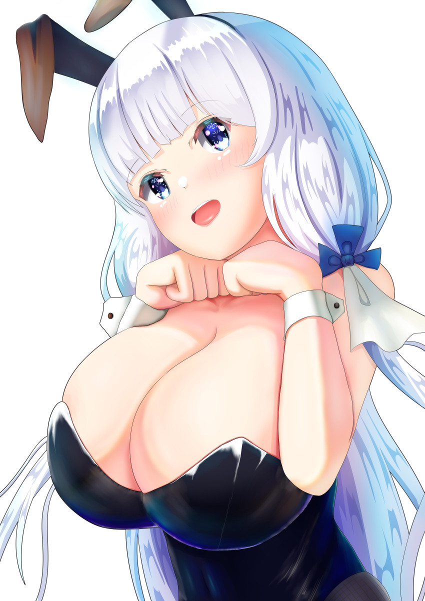 1girl, absurdres, alternate_costume, animal_ears, azur_lane, bare_shoulders, black_leotard, blue_eyes