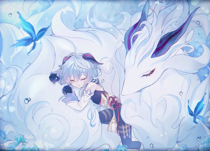 1girl, absurdres, ahoge, animal, bare_shoulders, bell, black_bodysuit, black_gloves