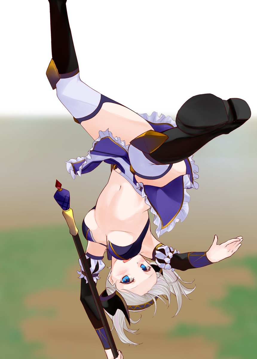 1girl, akari_(princess_connect!), blue_eyes, blush, breasts, demon_girl, grey_hair, highres