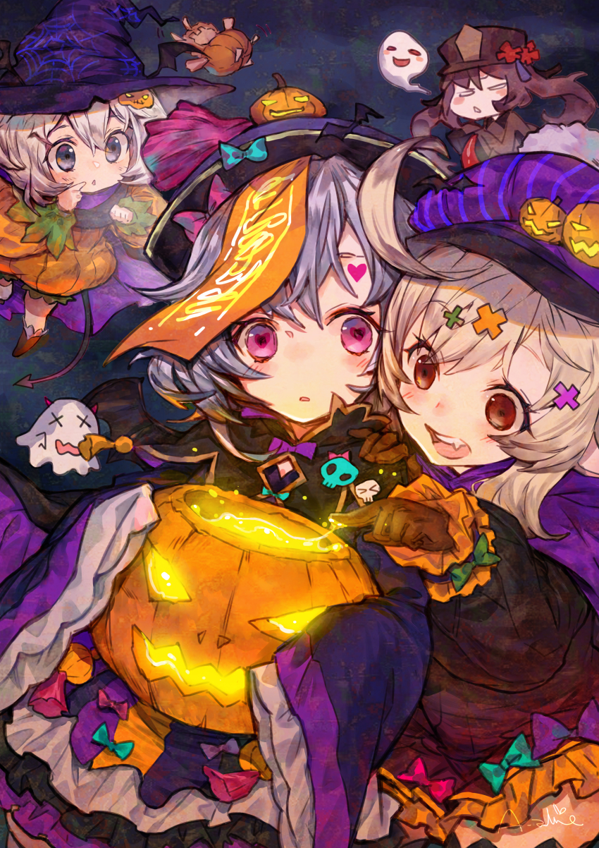 4girls, :d, a-ton, absurdres, ahoge, alternate_costume, brown_eyes, brown_hair