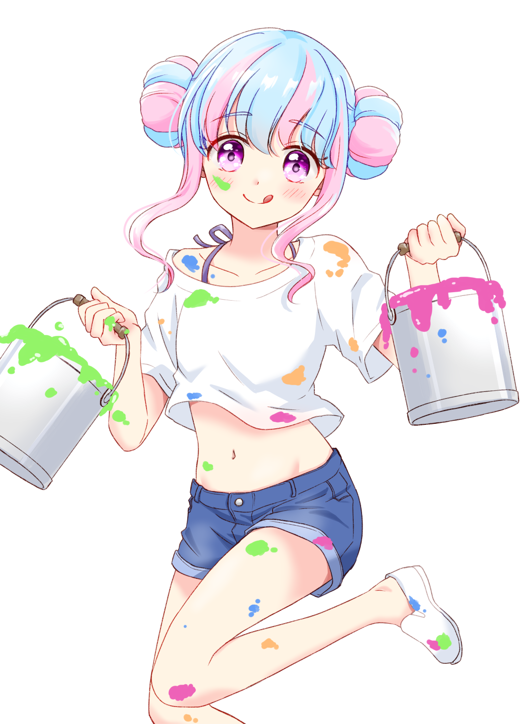 1girl, :q, aikatsu!_(series), aikatsu_stars!, aqua_hair, bare_legs, blush, can