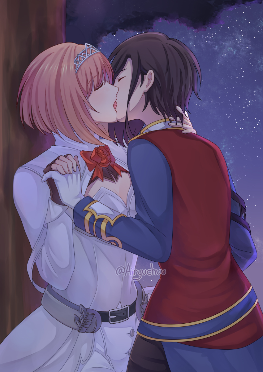 2girls, absurdres, ark_royal_(azur_lane), ark_royal_(kancolle), azur_lane, black_hair, bob_cut, cleavage_cutout