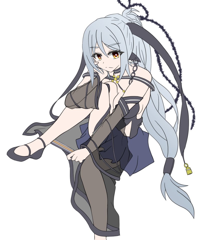 1girl, absurdly_long_hair, animal_ears, aquaplus, breast_press, breasts, bright_pupils, chain