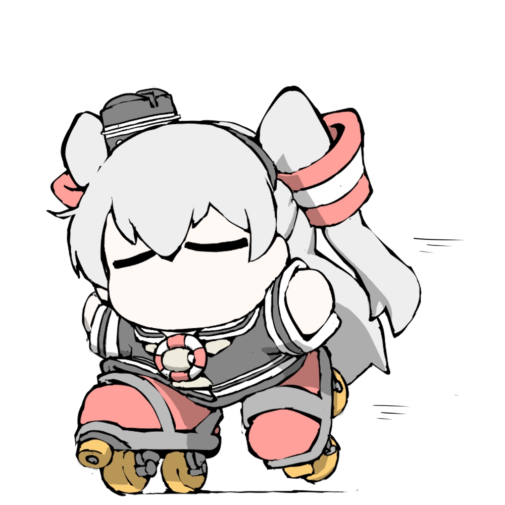 1girl, amatsukaze_(kancolle), black_dress, black_hat, black_sailor_collar, chibi, closed_eyes, commentary_request