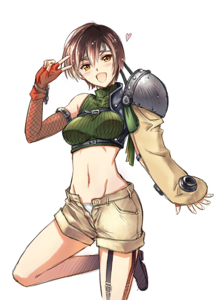 1girl, :d, armor, bare_shoulders, blush, breasts, brown_eyes, brown_hair