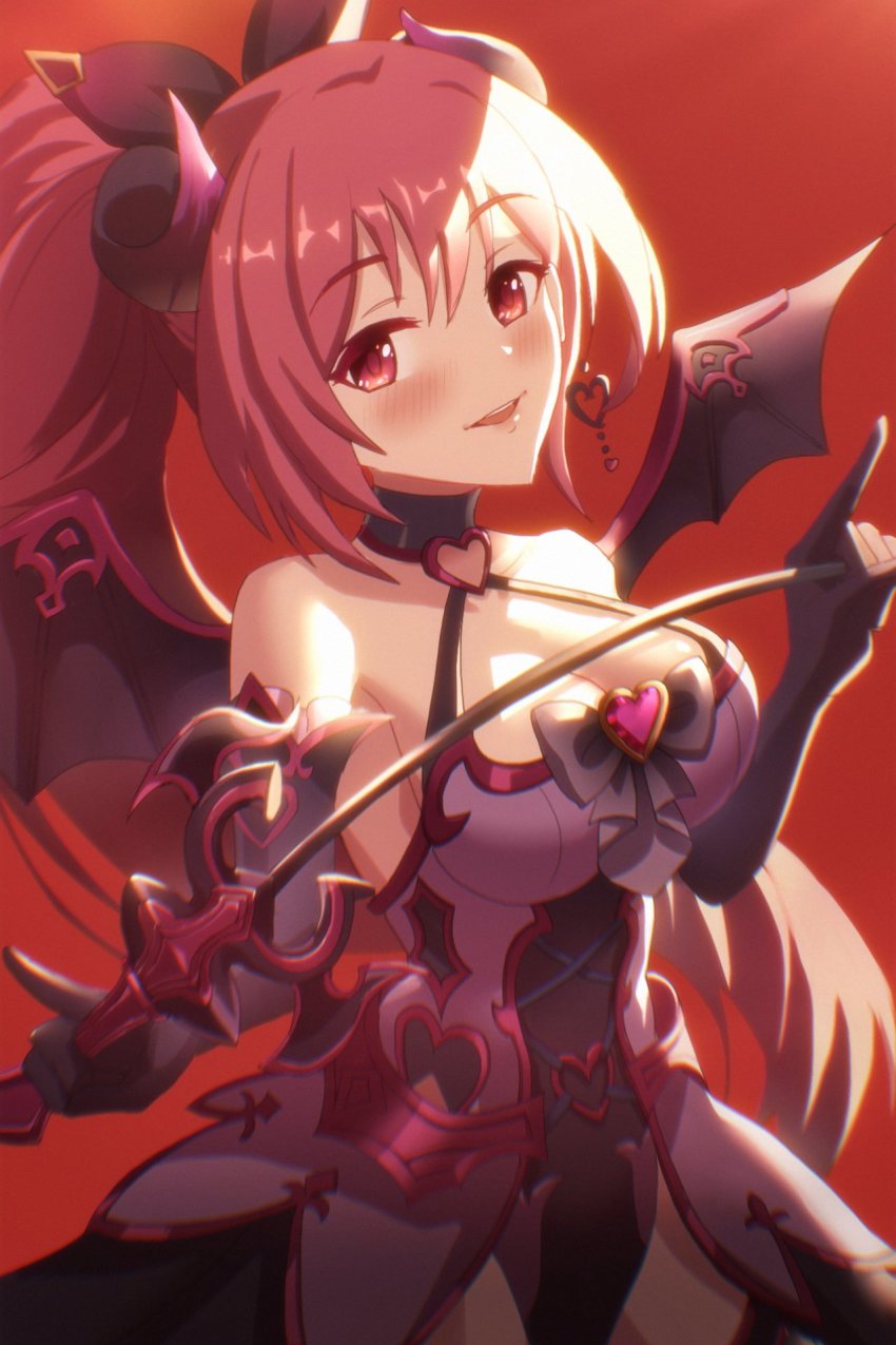 1girl, breasts, demon_girl, demon_horns, earrings, highres, horns, io_(noire)_(princess_connect!)