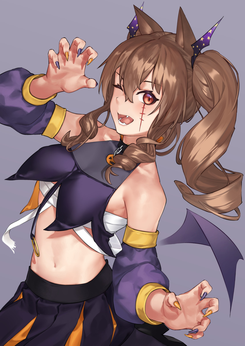 1girl, ;d, alternate_costume, angelina_(arknights), animal_ears, arknights, arm_up, bare_shoulders