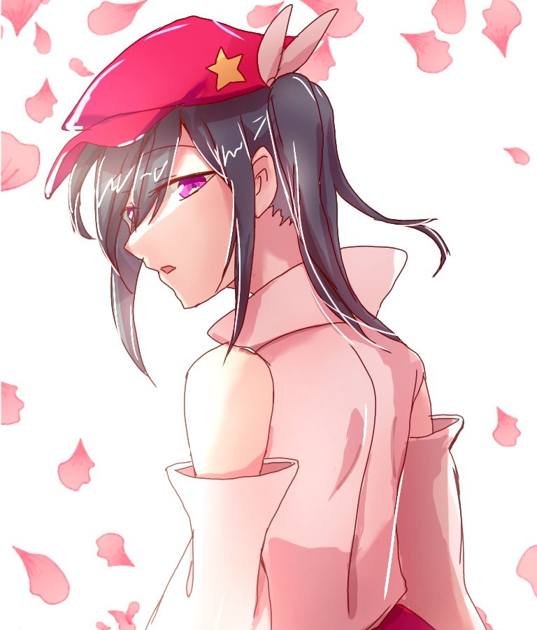 1girl, bare_shoulders, black_hair, newsboy_cap, extra, flat_cap, hat, label_girl_(dipp)