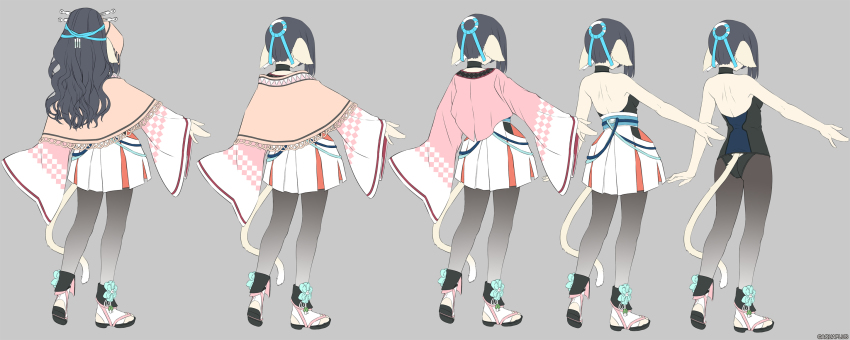 1girl, ainu_clothes, amazuyu_tatsuki, animal_ears, aquaplus, ass, back, bare_arms