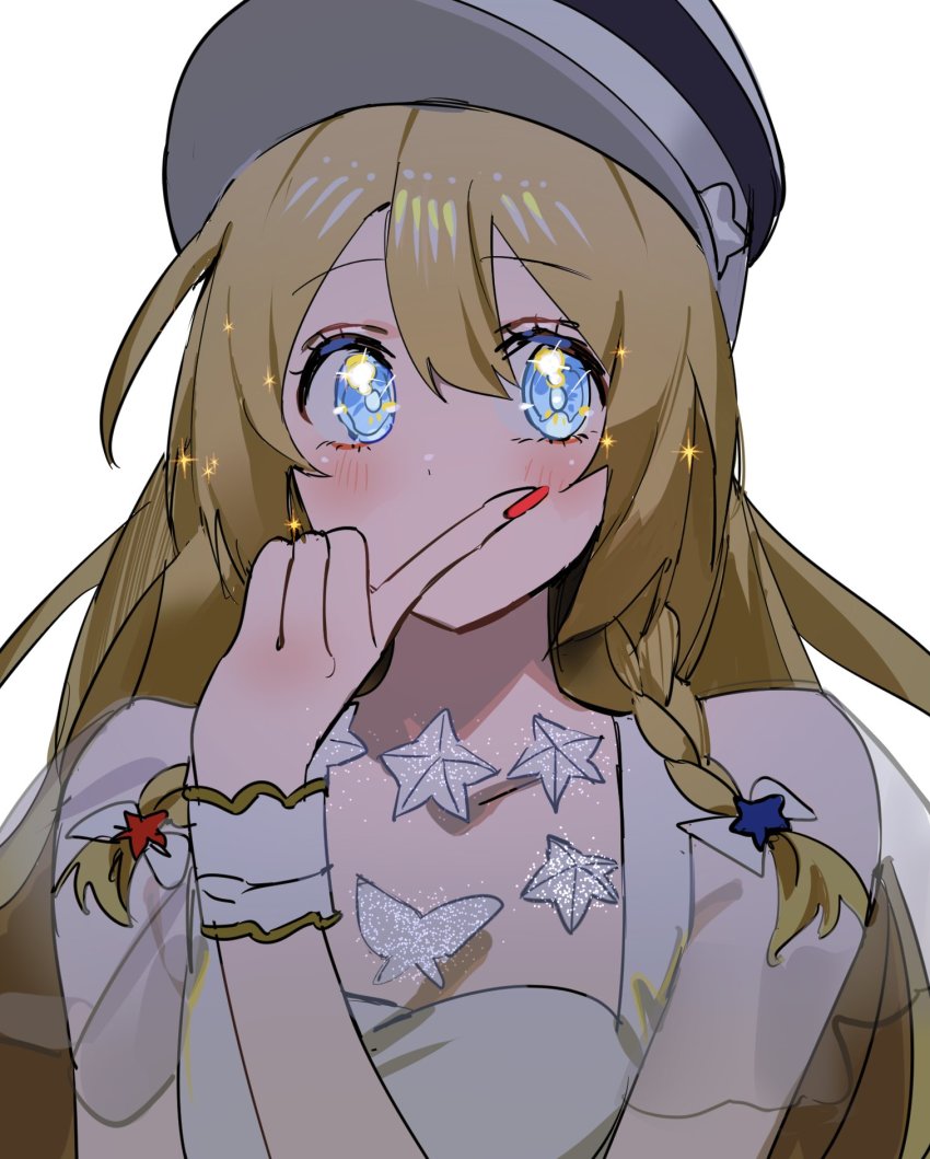 1girl, alternate_costume, alternate_hairstyle, animal_print, blue_eyes, blush, braid, breasts