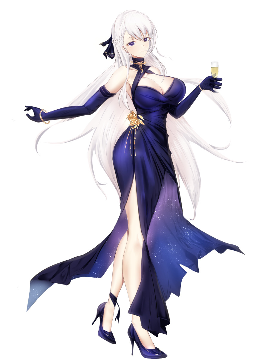 1girl, absurdres, azur_lane, bad_id, bad_pixiv_id, belfast_(azur_lane), belfast_(the_noble_attendant)_(azur_lane), blue_dress