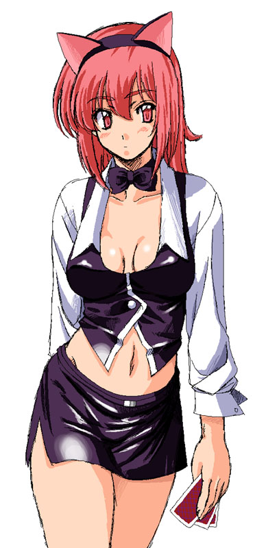 1girl, animal_ears, cat_ears, cosplay, croupier, female_focus, kamia_(not_found), kasuga_aya