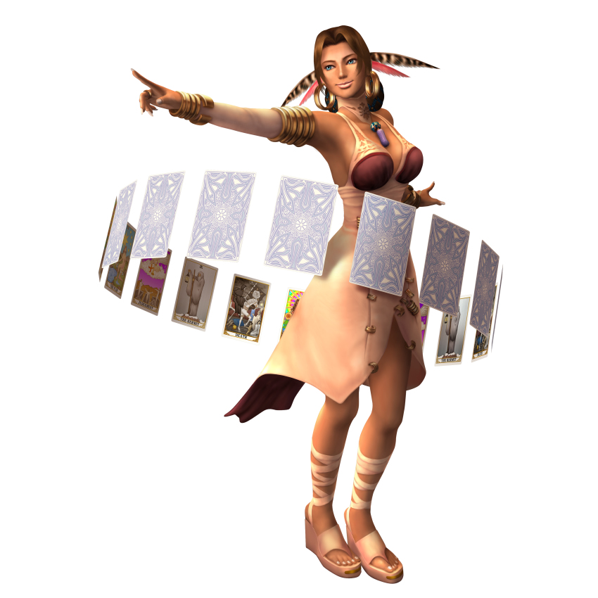 1girl, 3d, absurdres, blue_eyes, breasts, brown_hair, card, dark-skinned_female