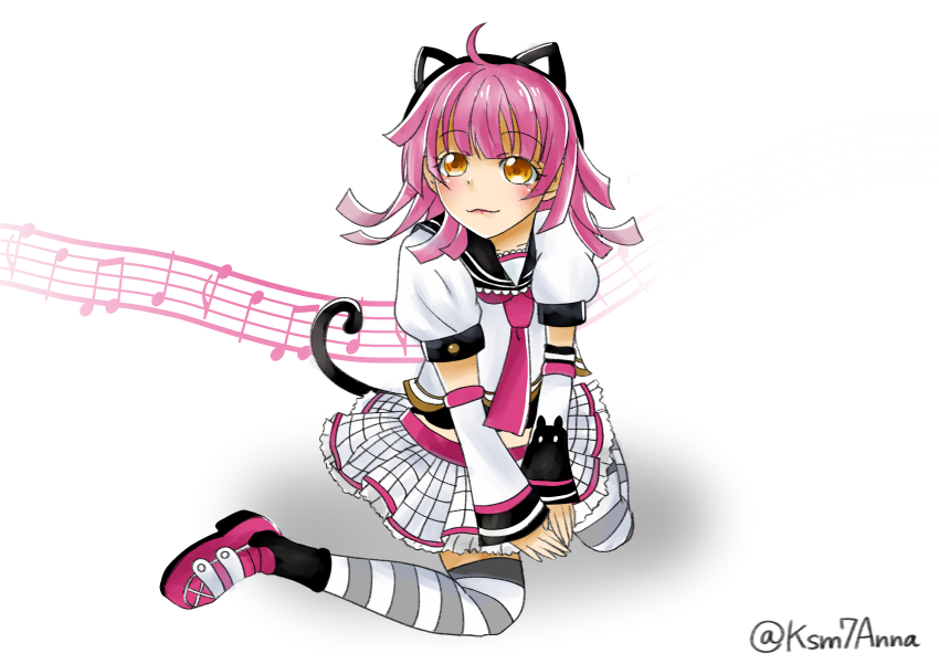 1girl, absurdres, animal_ear_headphones, animal_ears, animal_print, arm_warmers, artist_name, artist_request