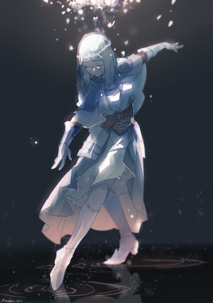 1girl, armor, armored_boots, beil, boots, corset, dark_souls_(series), dark_souls_iii