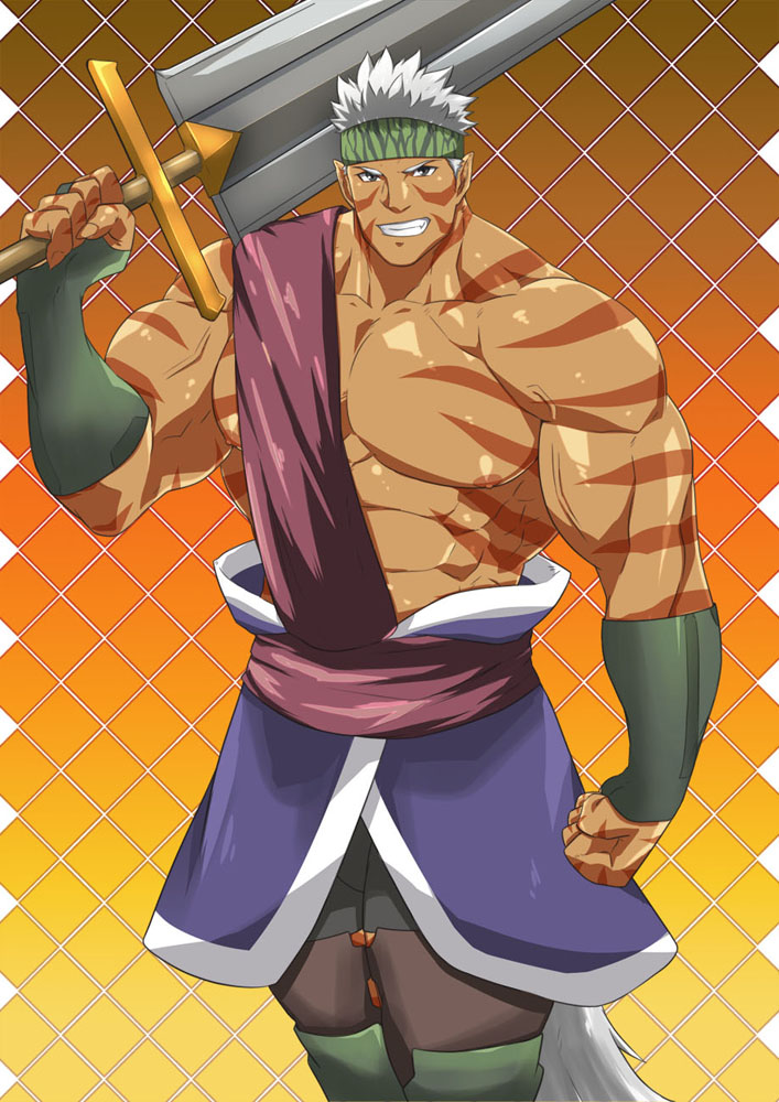 abs, bara, cyuss_warren, dark-skinned_male, dark_skin, karakuraax, large_pectorals, looking_at_viewer