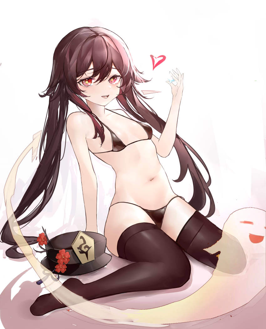 1girl, absurdres, bare_arms, bare_shoulders, bikini, black_bikini, black_legwear, breasts