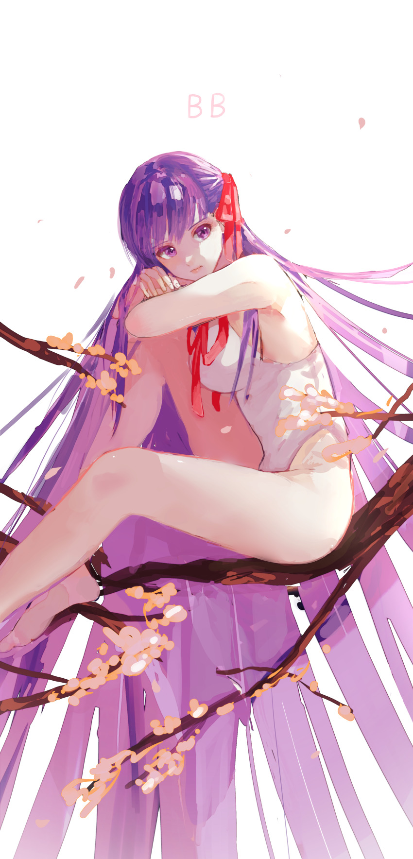 1girl, absurdly_long_hair, absurdres, bare_arms, bare_legs, bare_shoulders, barefoot, bb_(fate)