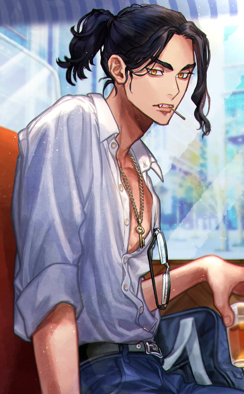 1boy, 330armeria, absurdres, bag, baji_keisuke, belt, black_belt, black_hair