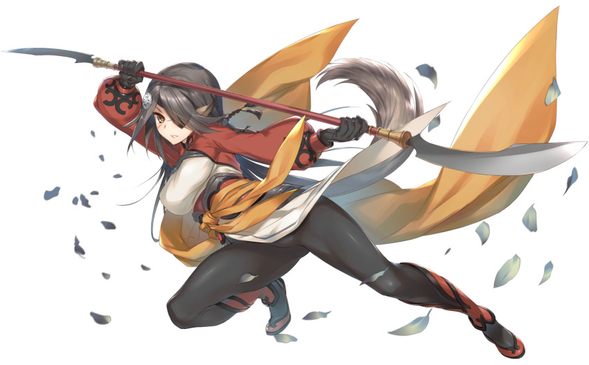 1girl, ainu_clothes, animal_ears, aquaplus, black_hair, bodysuit, braid, breasts