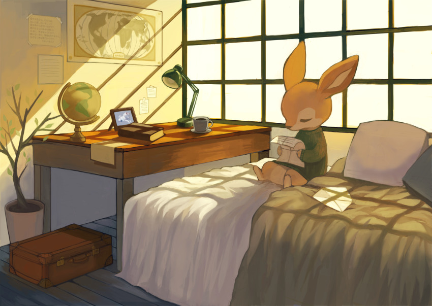 1other, absurdres, animal_feet, animal_hands, barefoot, body_fur, book, bottomless