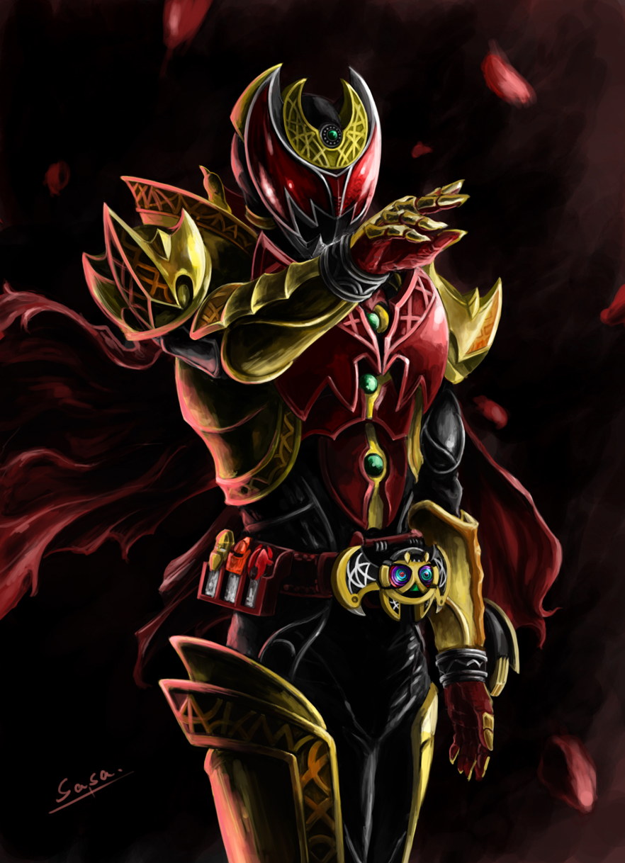 armor, belt, cape, dead_pepper, gold_armor, highres, kamen_rider, kamen_rider_kiva