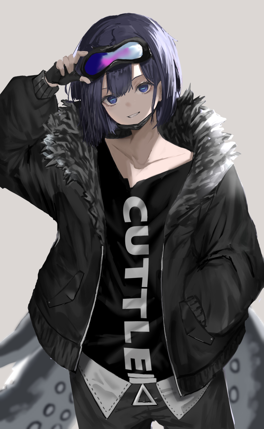 :d, absurdres, adjusting_eyewear, andreana_(arknights), arknights, black_coat, black_gloves, black_hair
