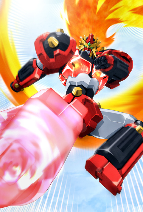 00s, fire, flying_kick, godannar, kicking, ma-shin, mecha, no_humans