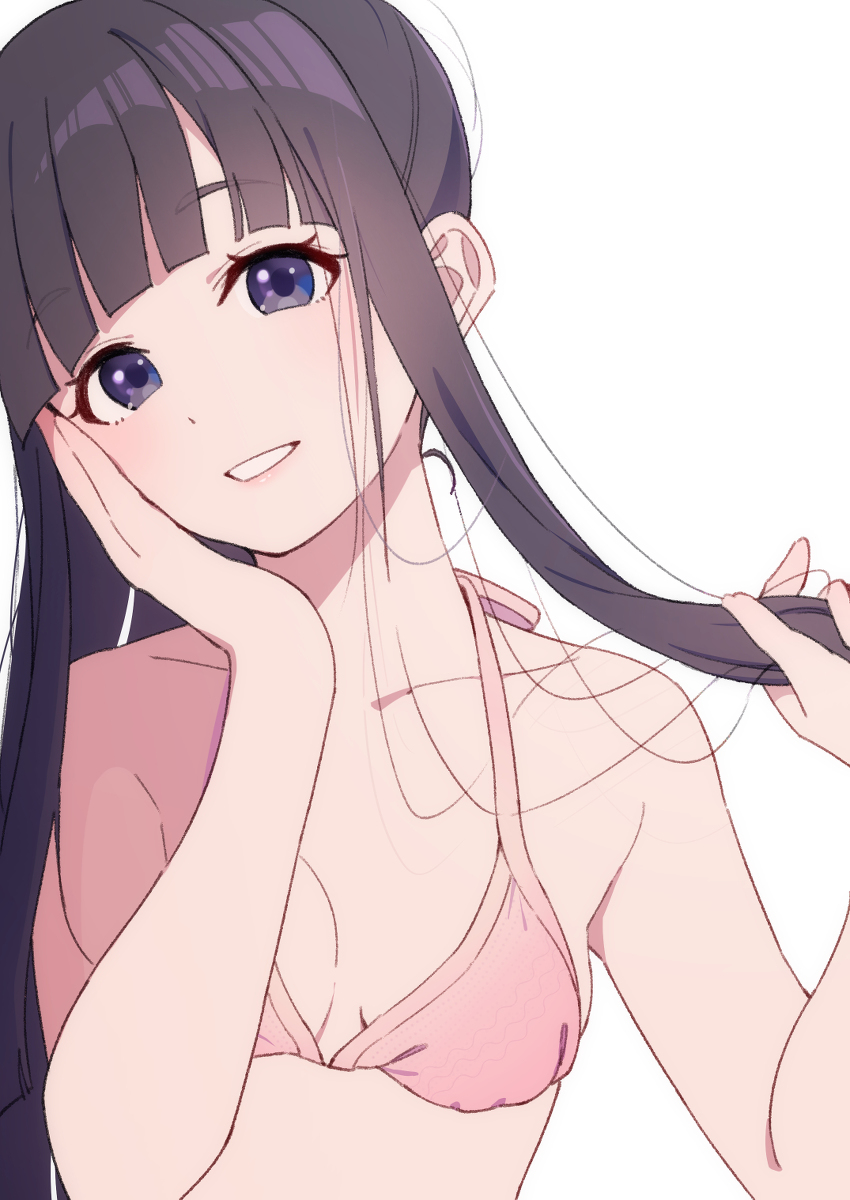 1girl, afnroll, black_hair, breasts, gems_company, hase_mikoto, highres, large_breasts