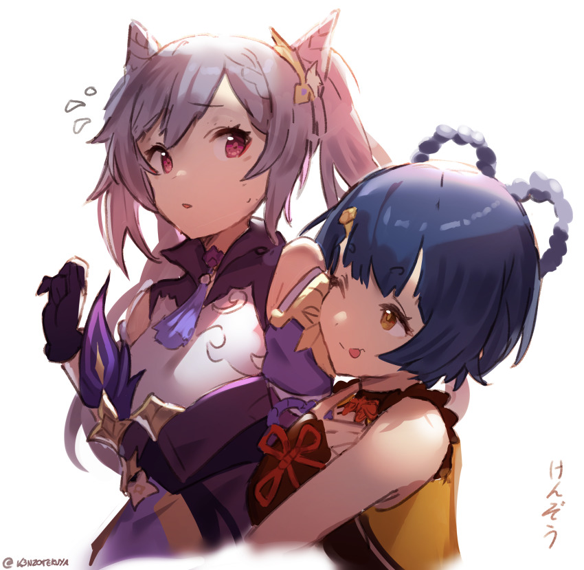 2girls, ;p, absurdres, bare_shoulders, birthday, braid, china_dress, chinese_clothes