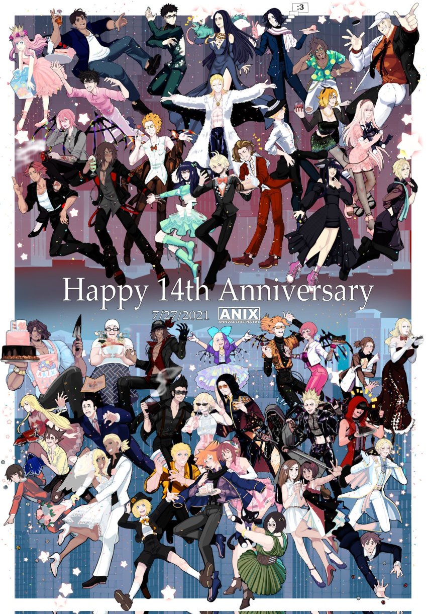 6+boys, 6+girls, 777_(subarashiki_kono_sekai), abs, ai_(twewy), alternate_costume, atarashi_coco, ayano_(ntwewy)