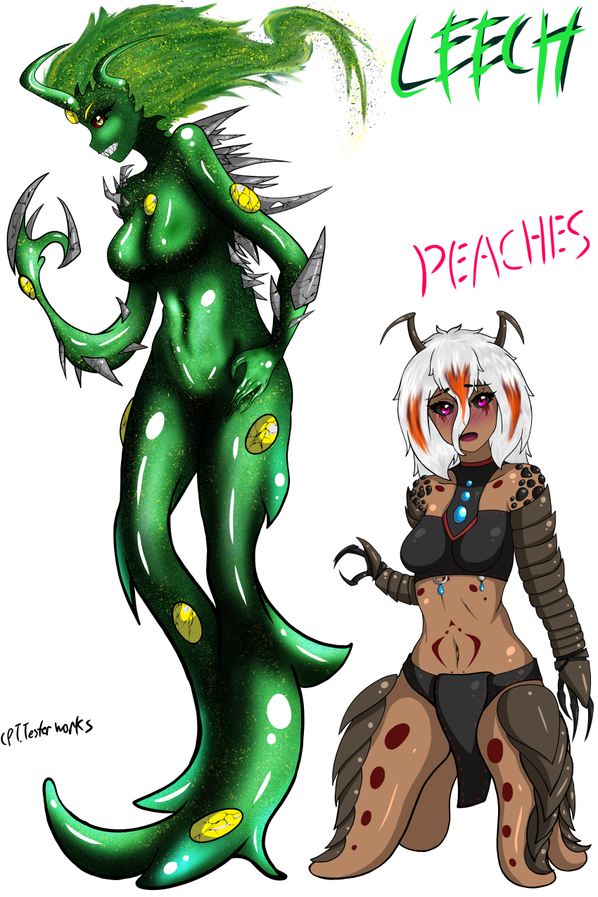 absurdres, antennae, arthropod_girl, blush, colored_skin, cpt.tester_works, gem, green_skin