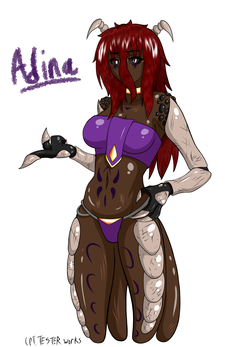 absurdres, adina_(cpt.tester), antennae, arthropod_girl, blind, choker, collar, cpt.tester_works