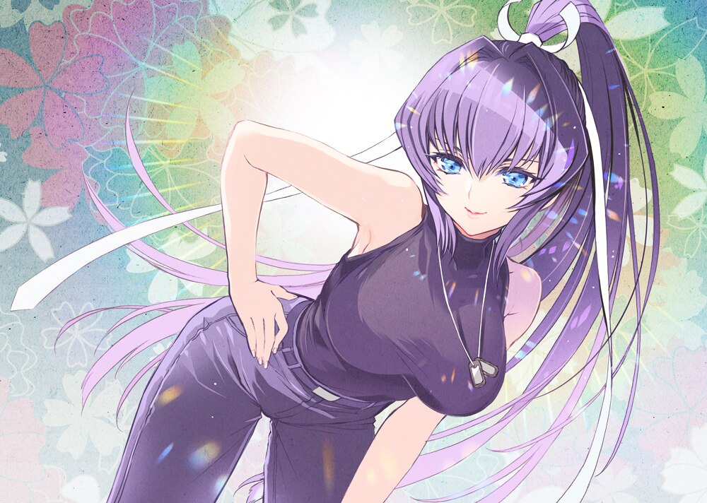 1girl, aqua_eyes, armpits, belt, black_pants, black_shirt, breasts, carnelian